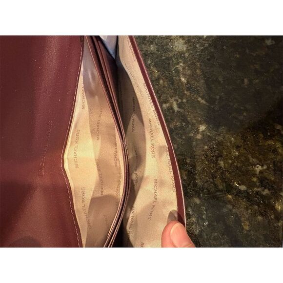 Michael Kors Women's Maroon Slim Wallet with Logo Accents - Picture 9 of 9